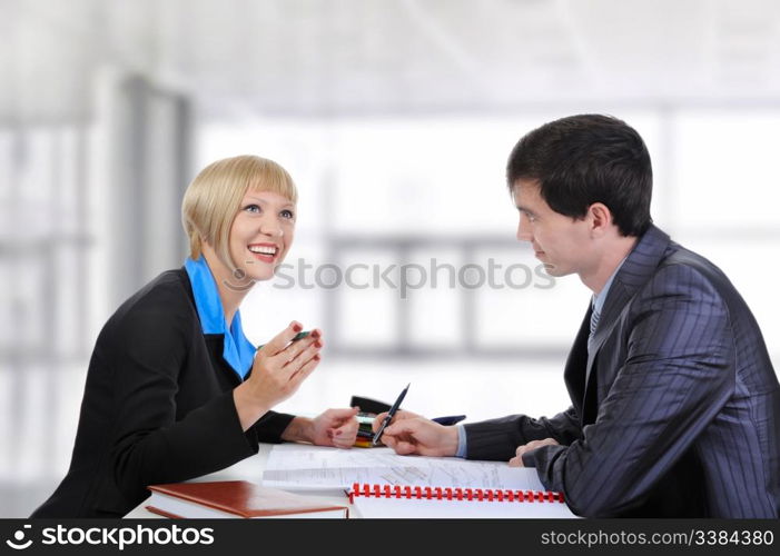 Business partners at the negotiating table in the office.