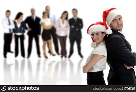 business partners celebrating christmas with group of people