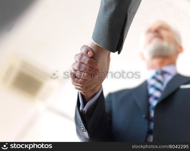 business partners, partnership concept with two businessman handshake