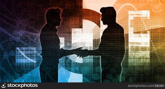 Business Partners with a Handshake Concept Silhouette. Business Partners