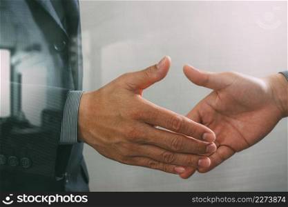Business partnership meeting concept.photo businessmans handshake. Successful businessmen handshaking after perfect deal.close up,filter