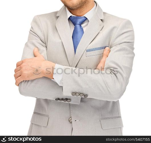 business people and office concept - close up of buisnessman in suit and tie