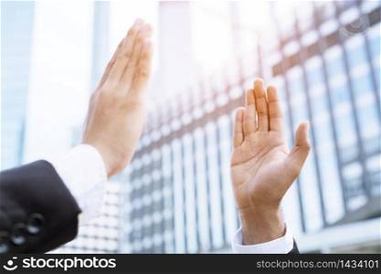Business people applaud their success