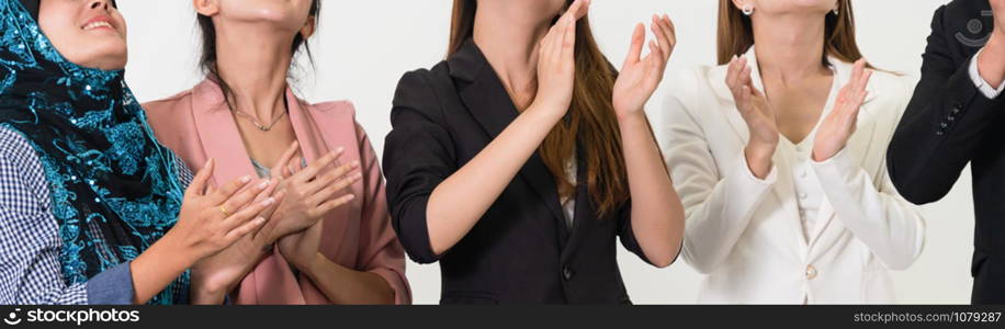 Business people applauding in a business meeting. Conference and presentation award concept.