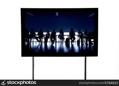 business people at a meeting in a modern television, isolated