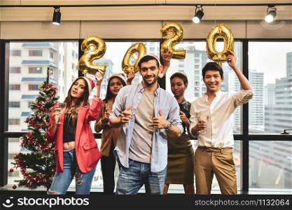 Business people celebration merry Christmas eve and happy new year 2020