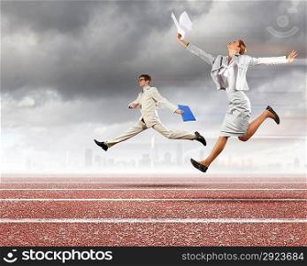 Business people competing