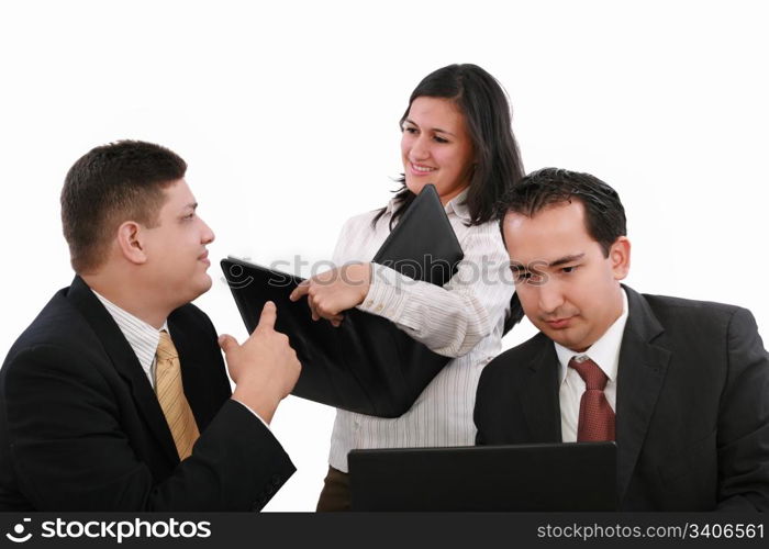 Business people discussing the growth of income at a table in the office