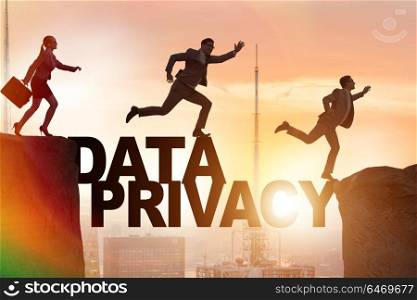 Business people escaping responsibility for data privacy