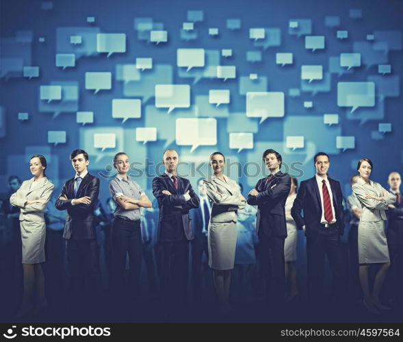 Business people group. Image of business people group against conceptual background