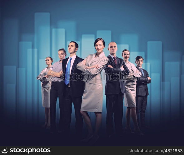 Business people group. Image of business people group against conceptual background