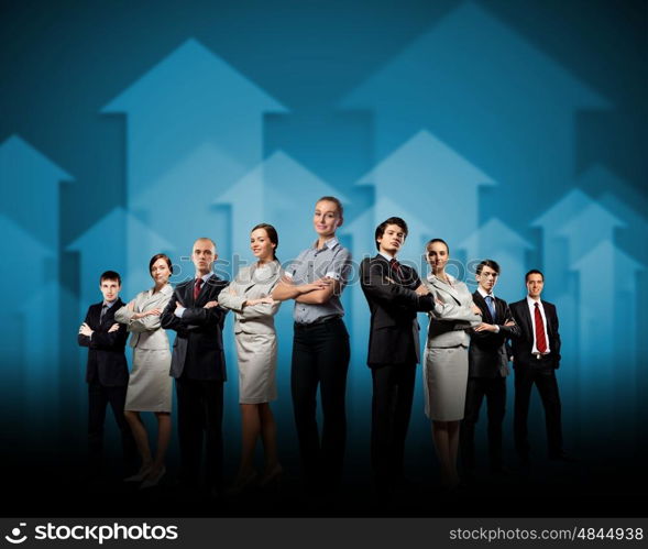 Business people group. Image of business people group against conceptual background