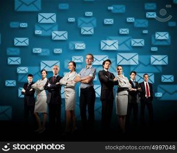 Business people group. Image of business people group against conceptual background