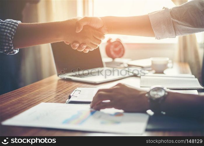 Business People Handshake Greeting Deal at work.