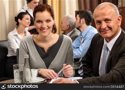 Business people have company meeting at restaurant conference room