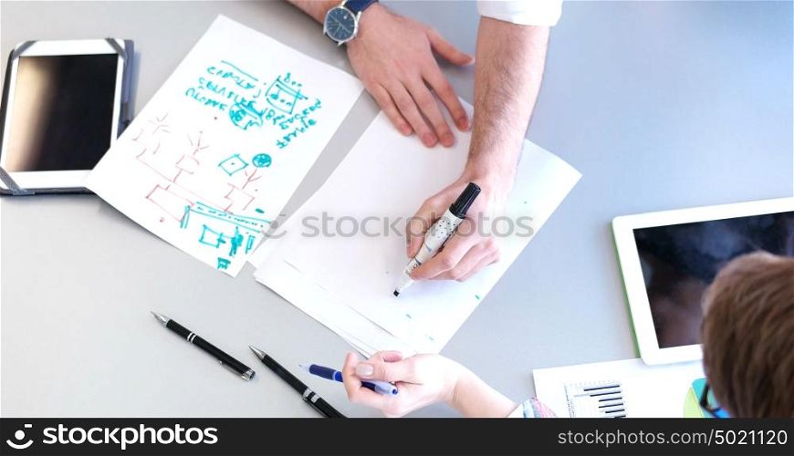 business people having meeting in bright office making plans for business