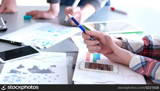 business people having meeting in bright office making plans for business