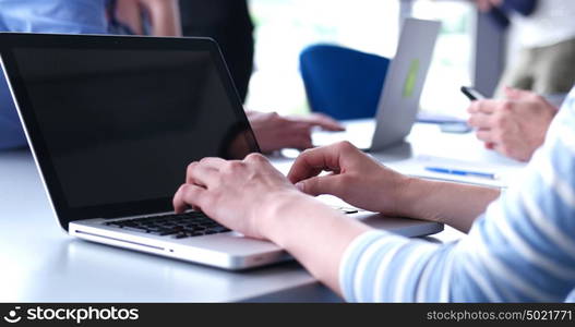 business people having meeting in bright office making plans for business