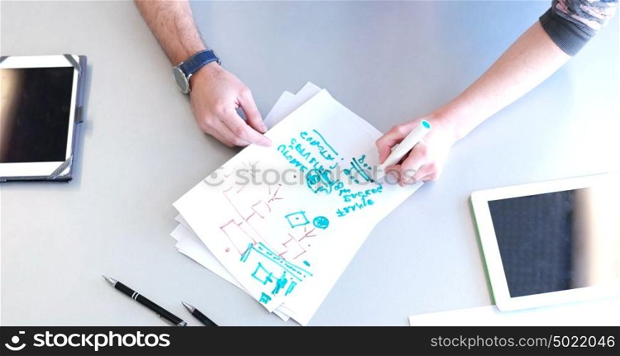 business people having meeting in bright office making plans for business