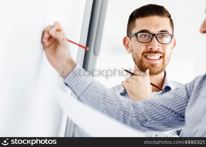 Business people in modern office. Business people working and discussing in modern office