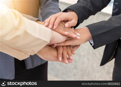 Business People Joining Hands, Success Teamwork and Partnership Concept.
