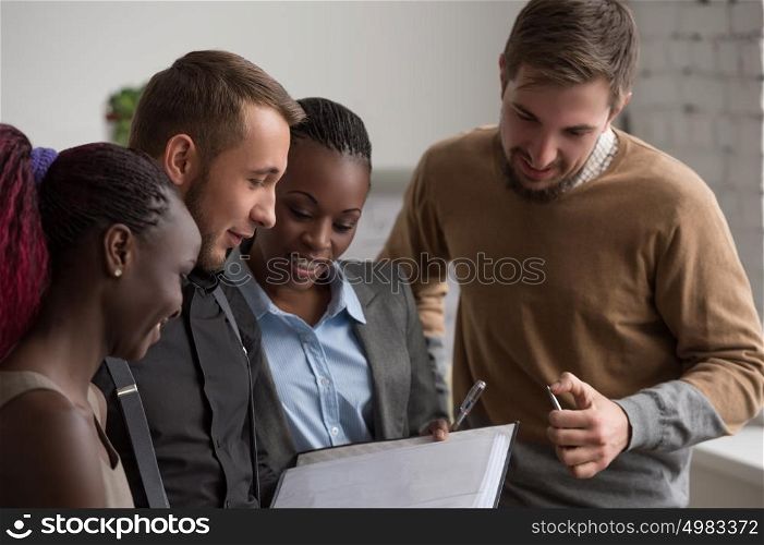 Business People Meeting Communication Discussion Working Office Concept. Multiracial people group