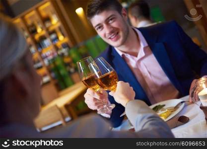 business people meeting in modern restaurant, romantic couple having dinner and take drink after work