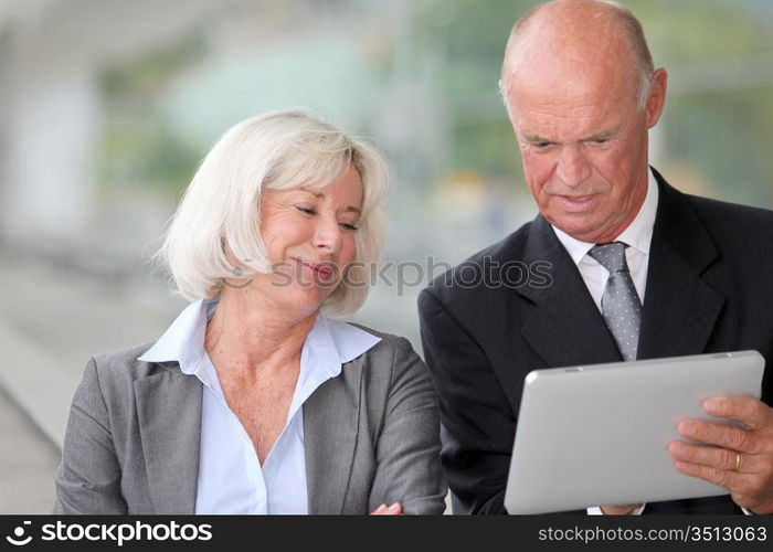 Business people meeting outside the office