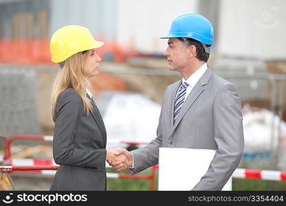 Business people on construction site