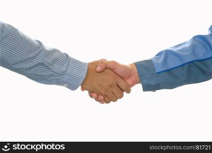 Business people shaking hands after closing deal in office, partnership merger and acquisition concept