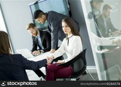 Business people shaking hands in the office