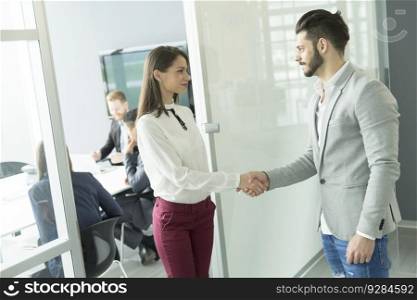 Business people shaking hands in the office