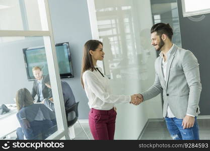 Business people shaking hands in the office