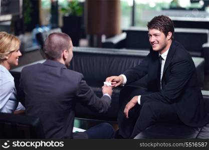 business people shaking hands make deal and sign contract