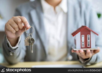 Business people signing contract making deal with real estate agent Concept for consultant home insurance Real estate investment Property insurance security. Real estate agent offer house.