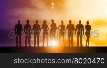 Business People Standing in a Row Art. Business Portal