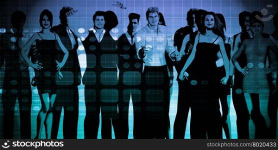 Business People Standing in a Row Art. Medical Analytics