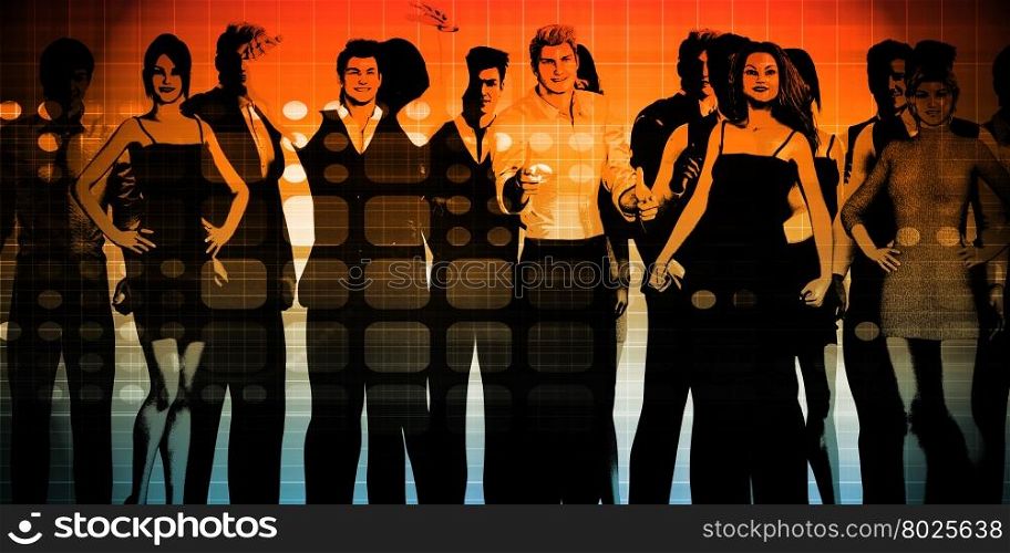 Business People Standing in a Row Art. Medical Science