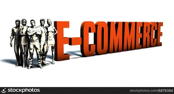 Business People Team Focusing on Improving E-commerce as a Concept. Business People E-commerce Art