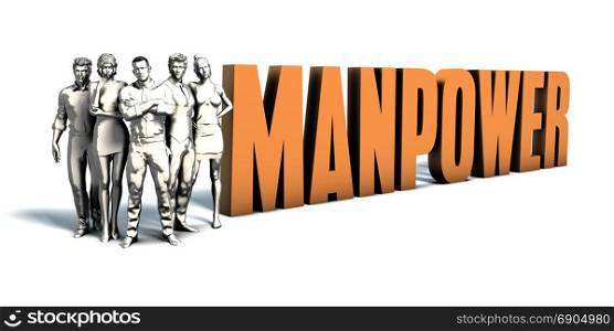 Business People Team Focusing on Improving Manpower as a Concept. Business People Manpower Art