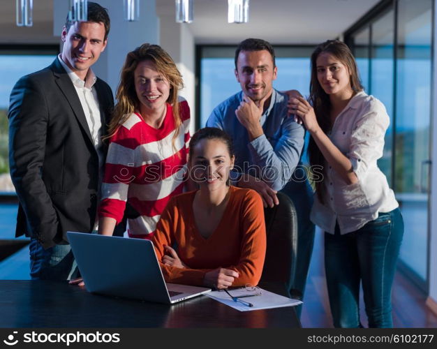 business people team on meeting at bright office space working on laptop computer