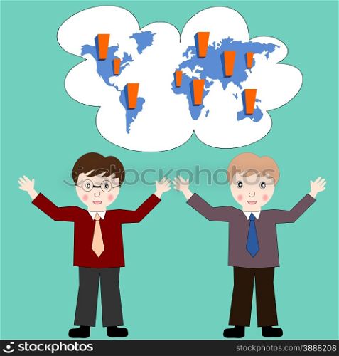 Business people think about business development worldwide