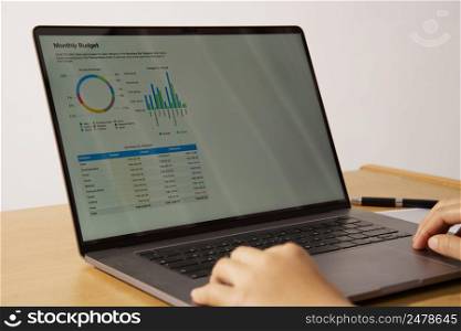 Business people use notebook programs in their offices to plan reports and analyze their income, expenses, and organizational growth