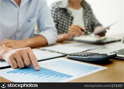 Business people working analysis graph on desk at meeting room, Corporate Communication Teamwork Concept
