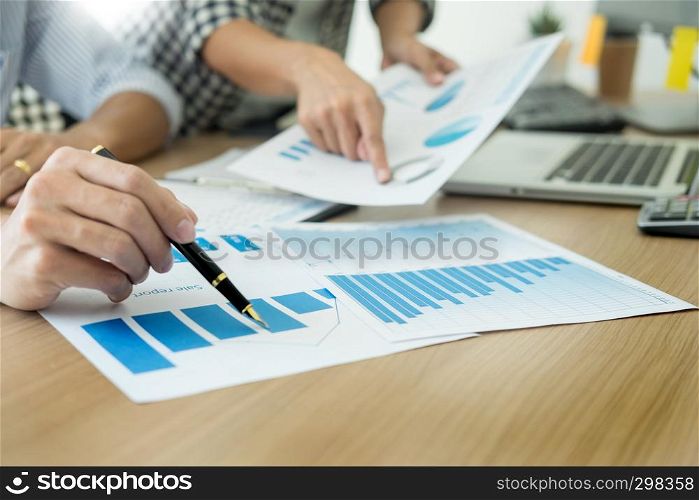 Business people working analysis graph on desk at meeting room, Corporate Communication Teamwork Concept