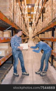 business people working at warehouse