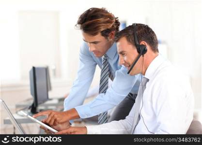 Business people working in call center