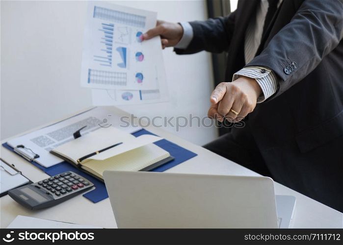 business people working in modern office calculating financial in company, problem and solution concept.