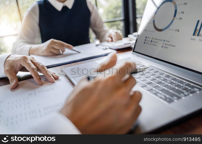 business people working in modern office calculating financial in company, problem and solution concept.