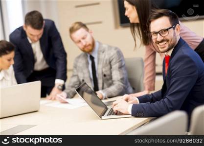 Business people working together in modern office